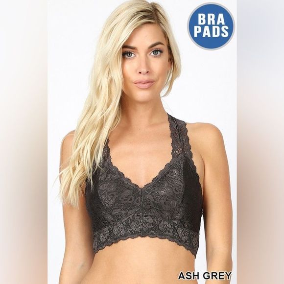 NWT The Frankie Crystal Collection Grey Lace Bralette - Picture 1 of 1